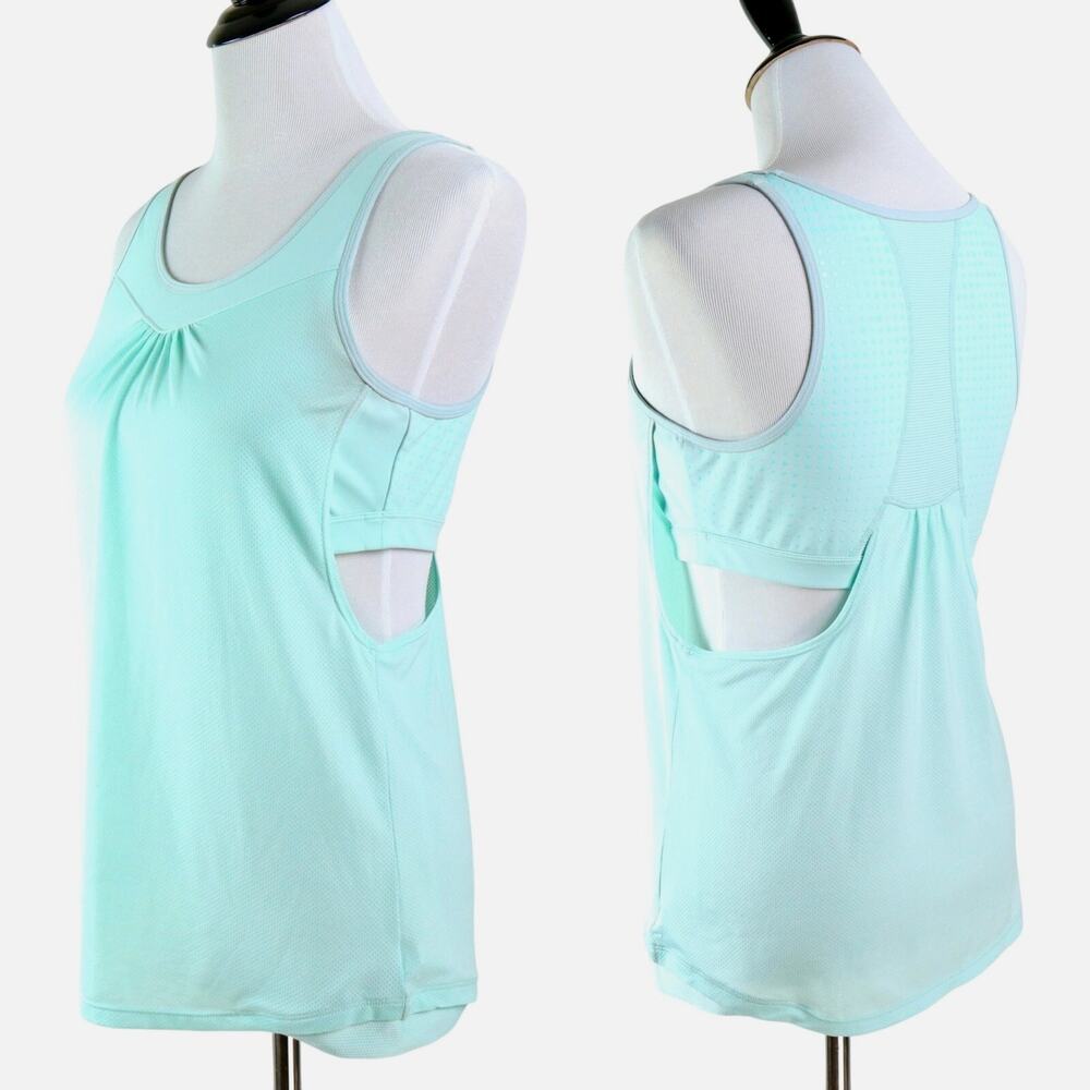 Athleta Size M Gel Mesh Supercharge Workout Tank Bra Top Mint Green